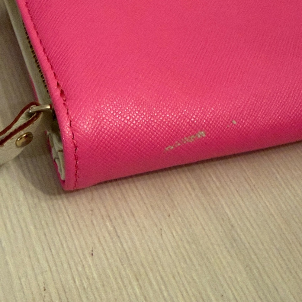 Kate Spade New York Bright Neon Pink Compact Saffiano Jules Wallet Zipper NWT - Picture 11 of 13
